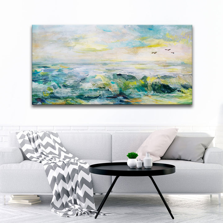 Rocks, Sea, And Sky Canvas Wall Art