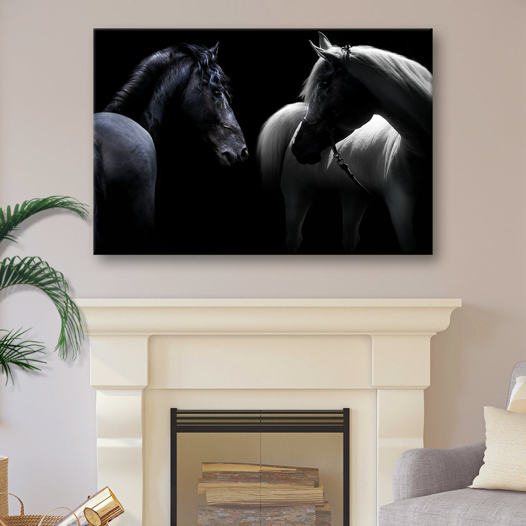 Monochromatic Horses Canvas Wall Art