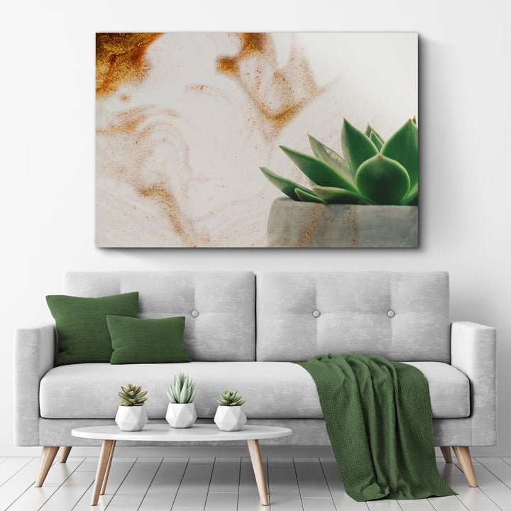 Stone Pot Succulent Plant Canvas Wall Art