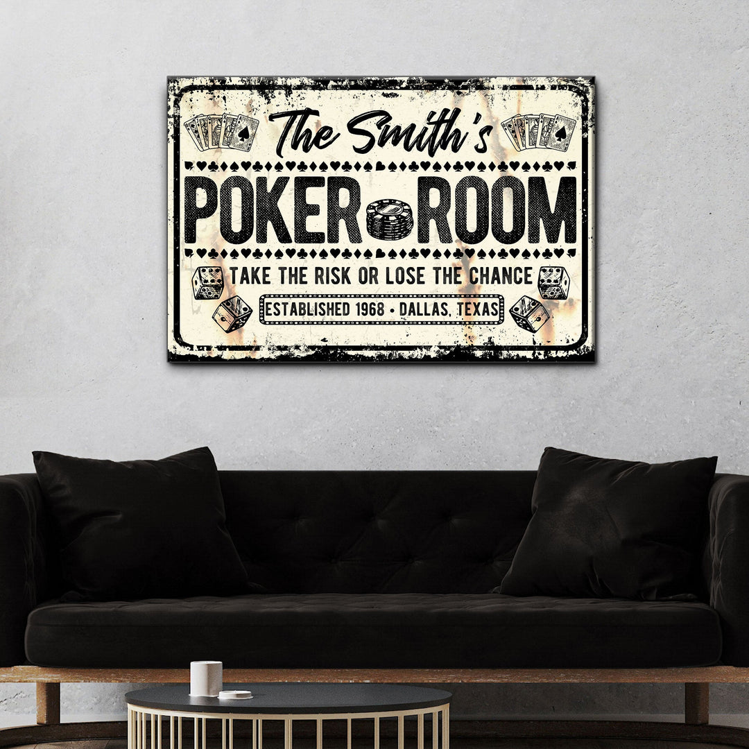 Take The Risk Poker Room Sign
