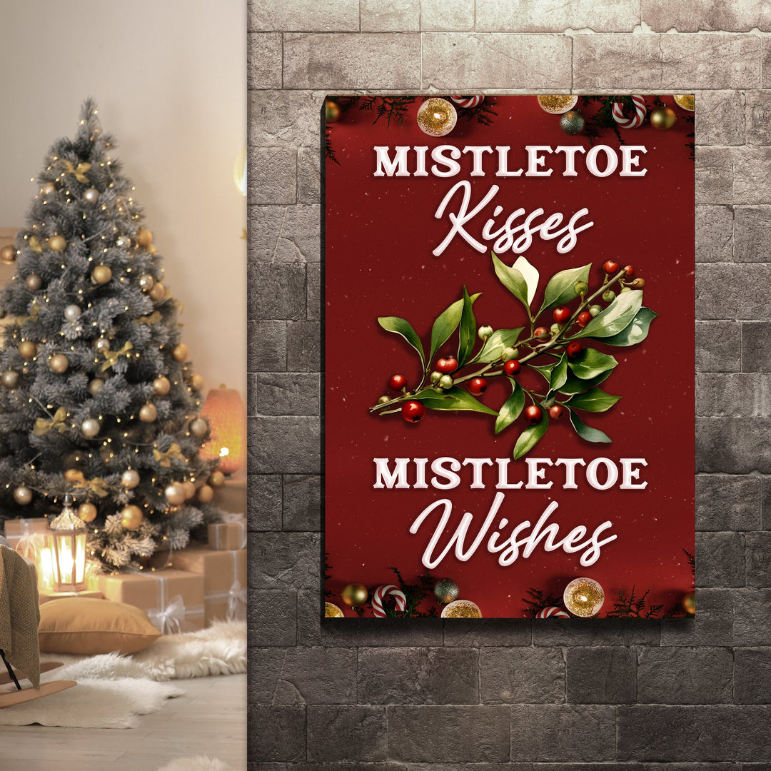 Kisses And Wishes Mistletoe Sign