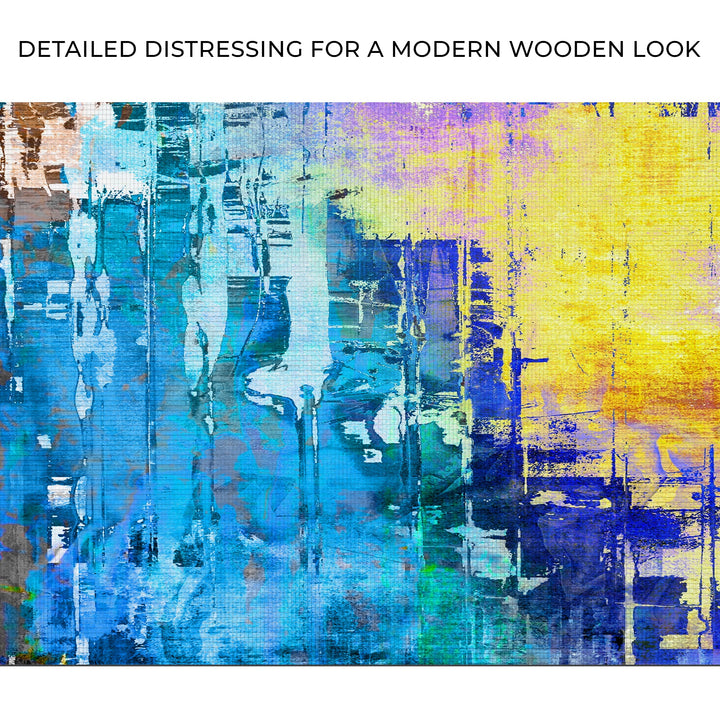 Blue Gold Abstract Painting Canvas Wall Art