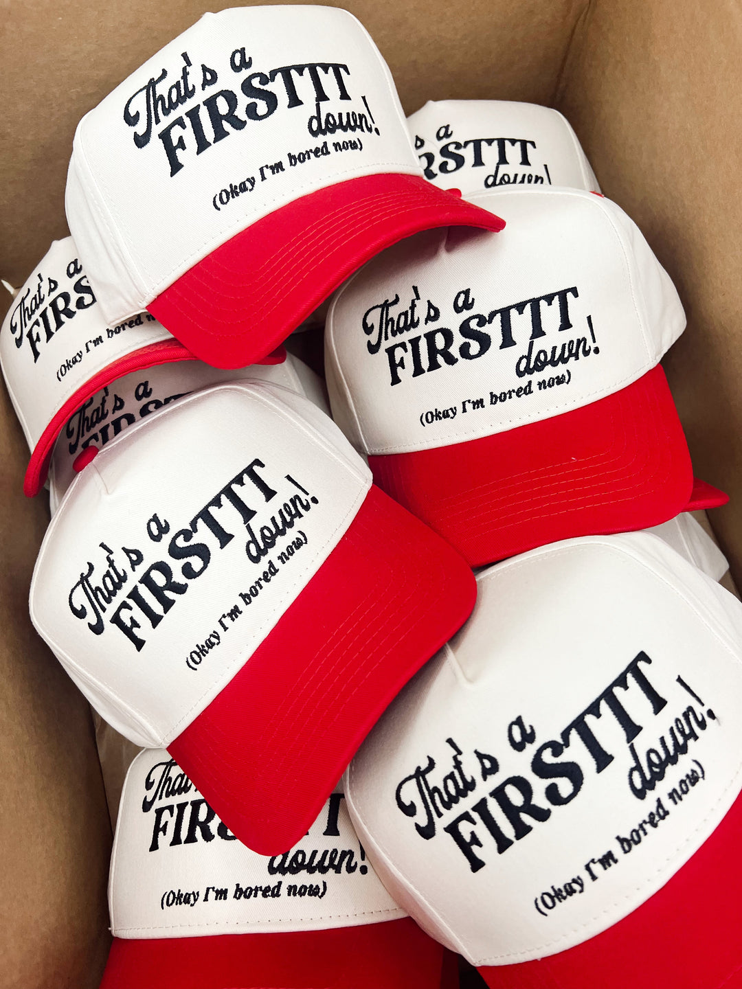 That's a Firstttt Down Vintage Trucker Hat - Red