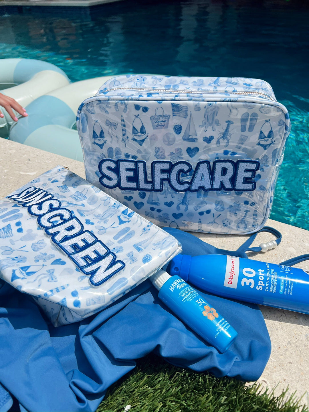 Self Care - Blue Americana Clear Coat XL Bag