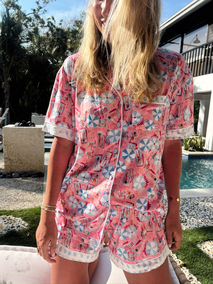 Pink Beach - Short Sleeve Pajama Set