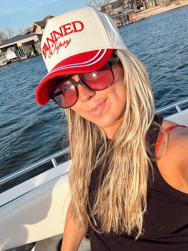 Tanned & Tipsy - Red Vintage Trucker Hat