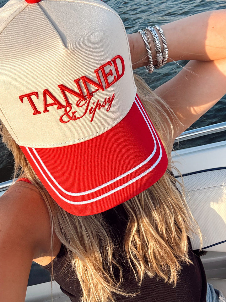 Tanned & Tipsy - Red Vintage Trucker Hat