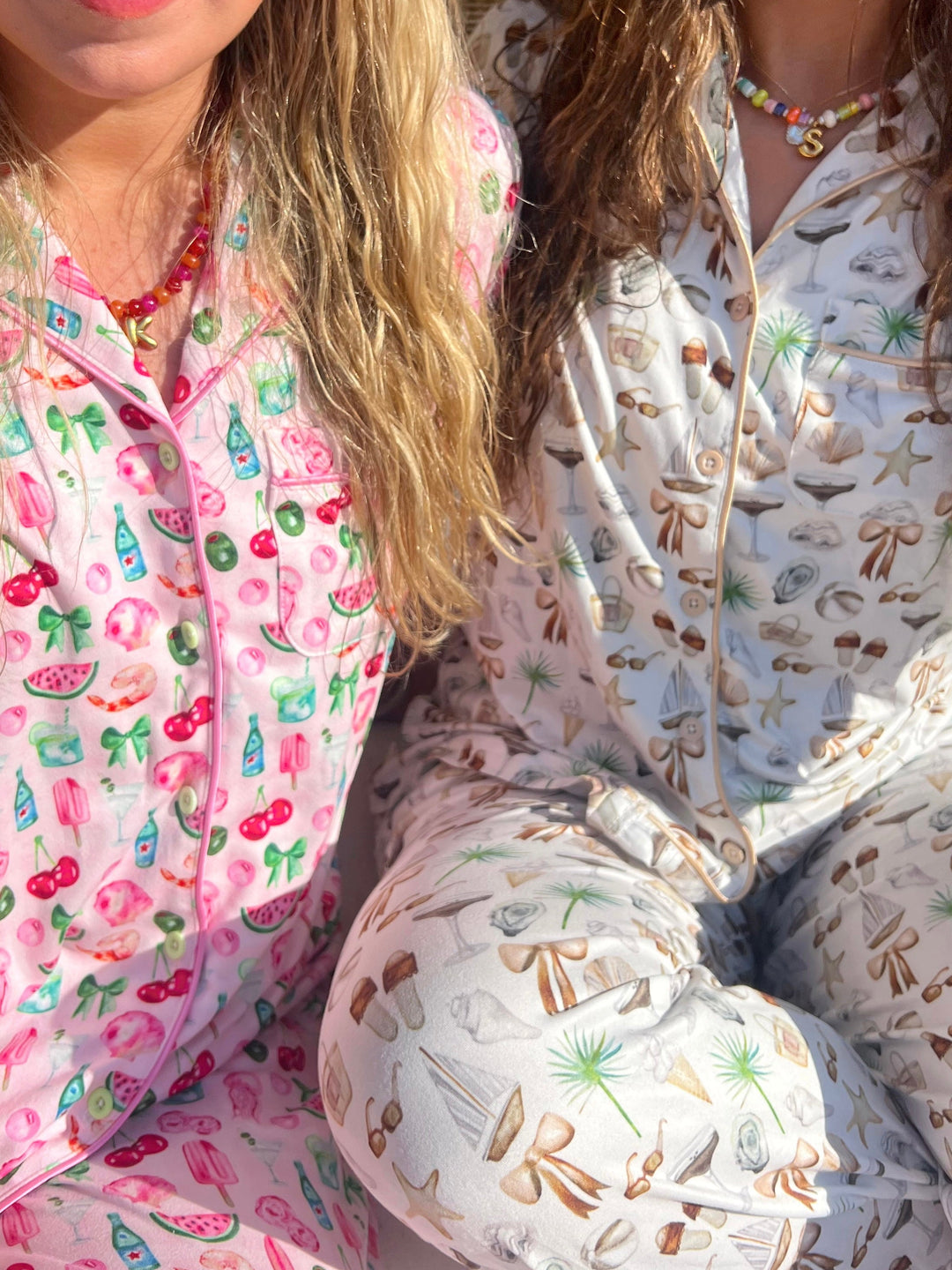 Neutral Coastal Cocktail - Short Sleeve + Pant Pajama Set