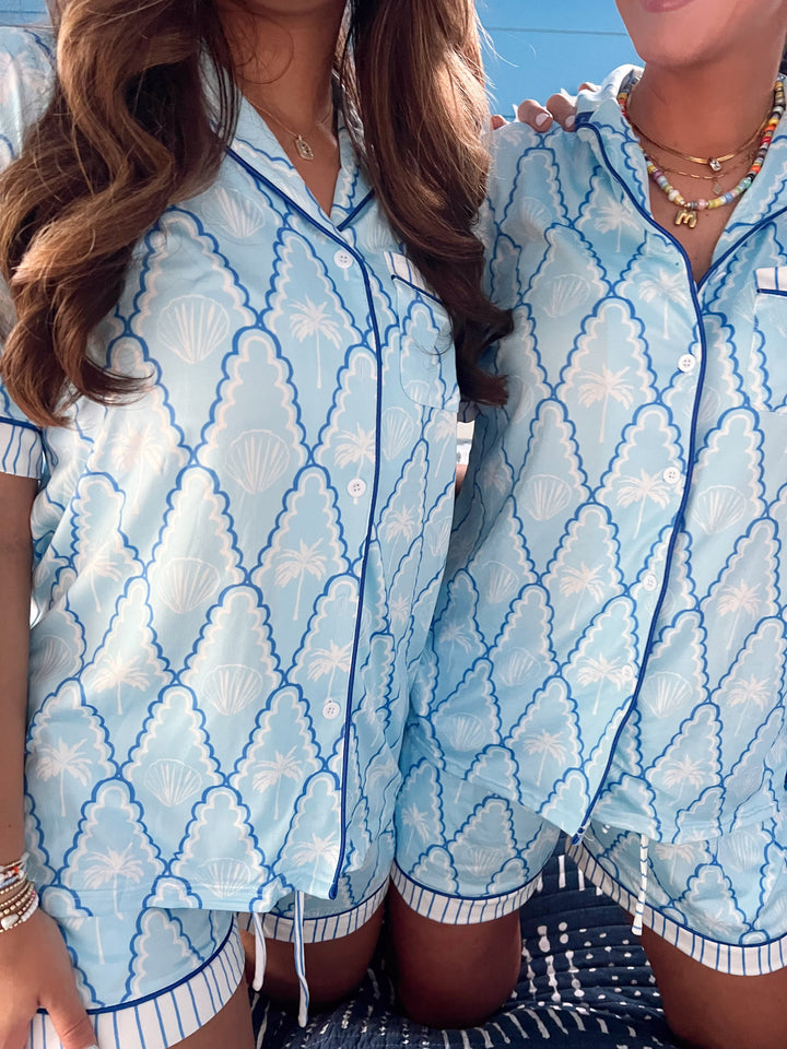 Blue Palms - Short Sleeve Pajama Set