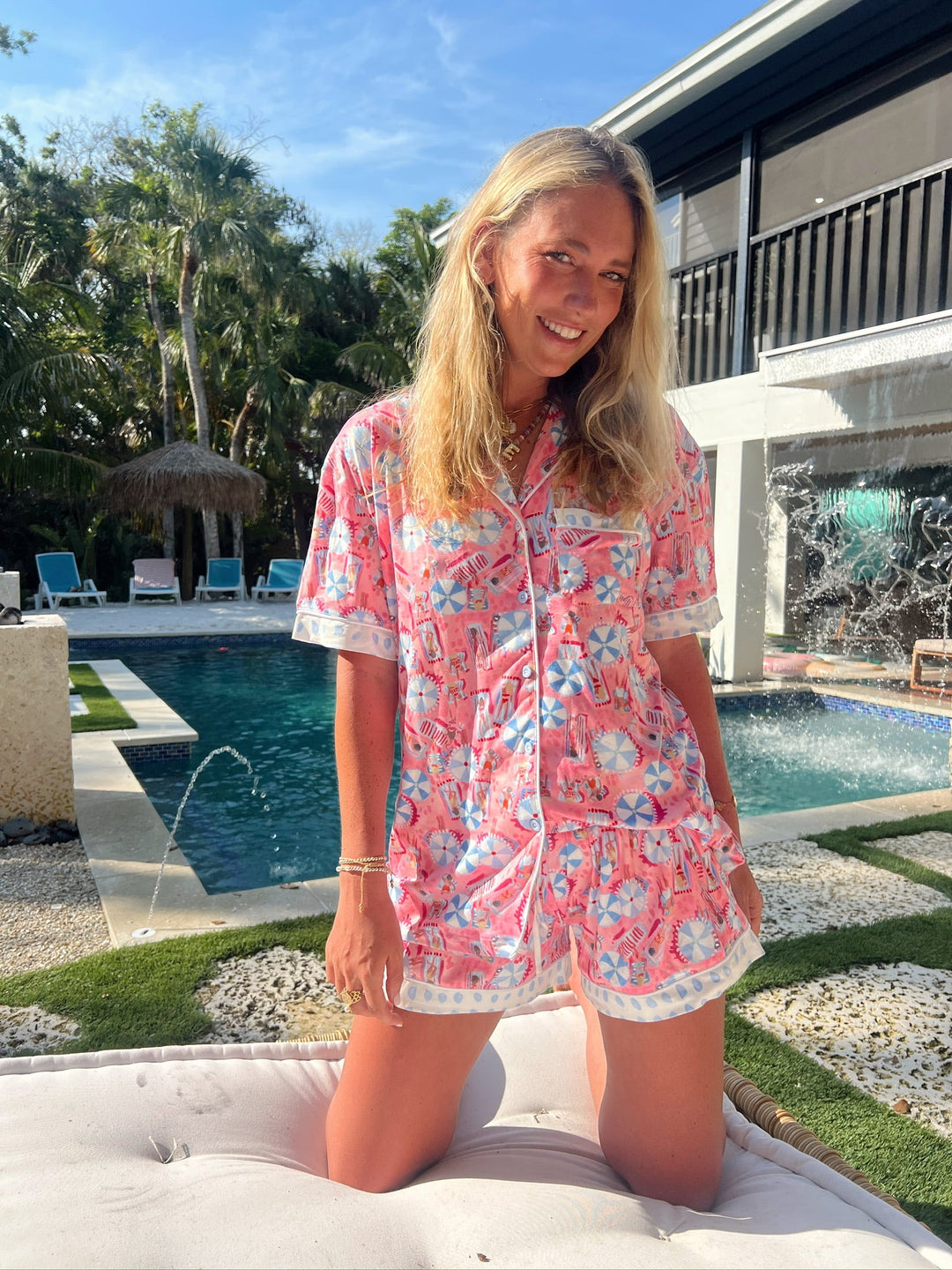 Pink Beach - Short Sleeve Pajama Set