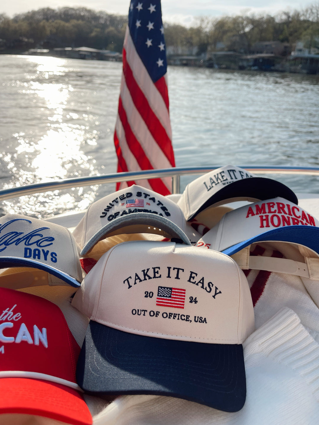 Take it Easy Navy Flag Vintage Trucker Hat