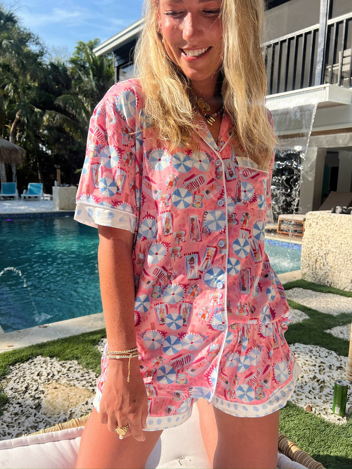 Pink Beach - Short Sleeve Pajama Set