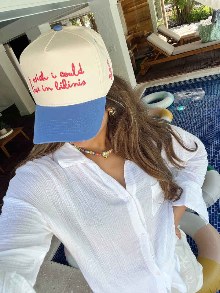 I Wish I Could Live in Bikinis - Periwinkle Vintage Trucker Hat