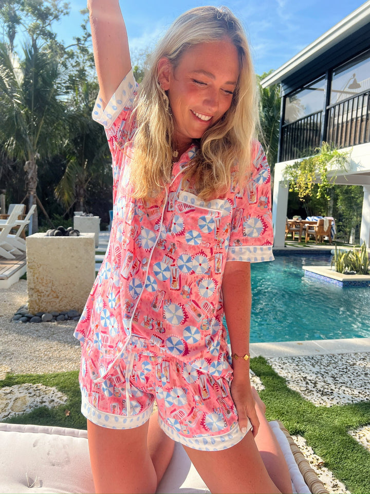 Pink Beach - Short Sleeve Pajama Set