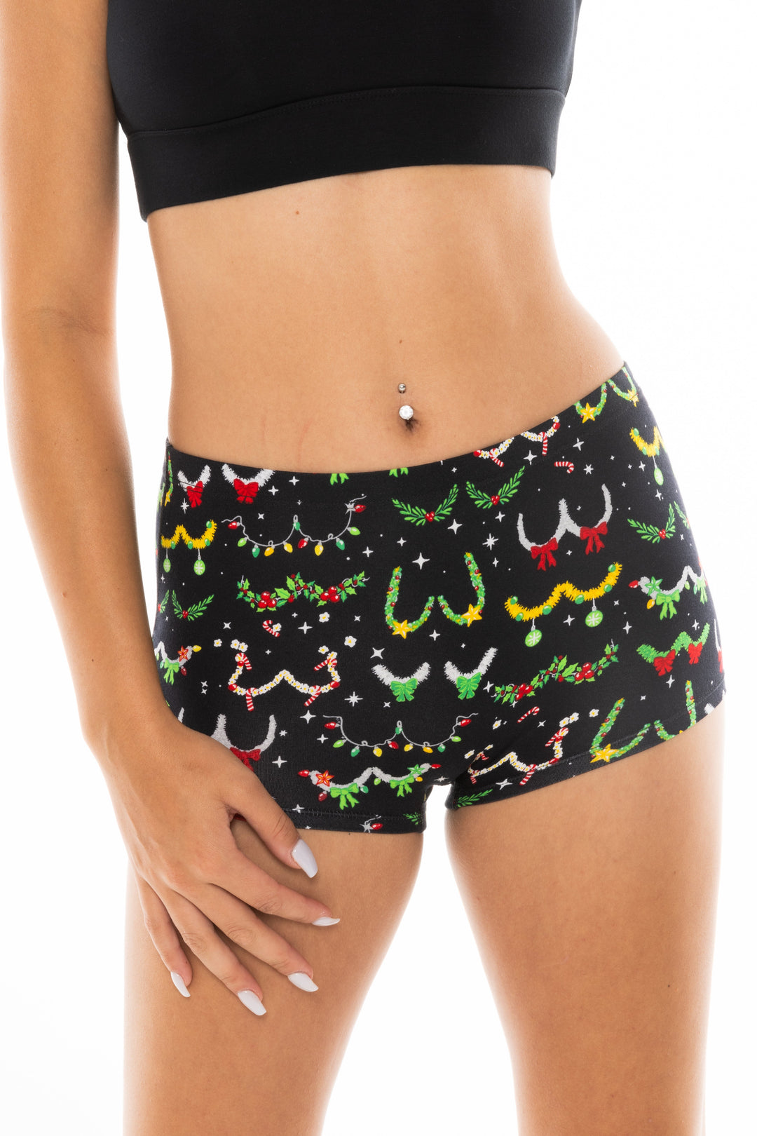 The Goodie Garland | Christmas Tinsel Busts Modal Boyshort Underwear
