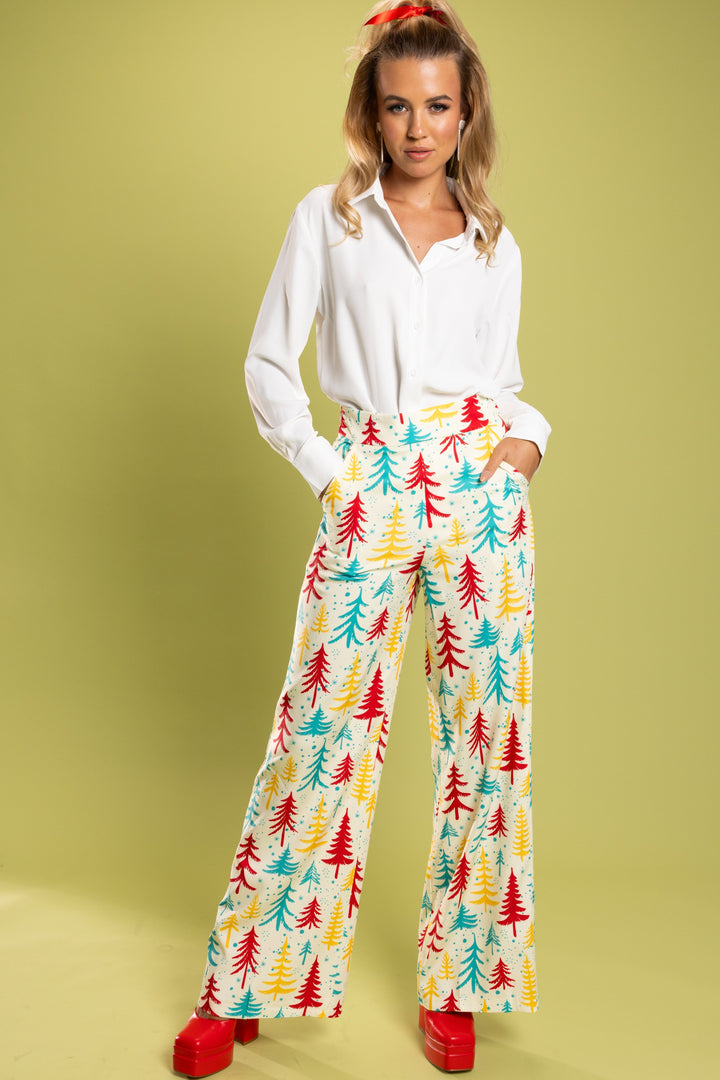 The Pine Tree Playgirl | Retro Christmas Trees Women's Suit Pants