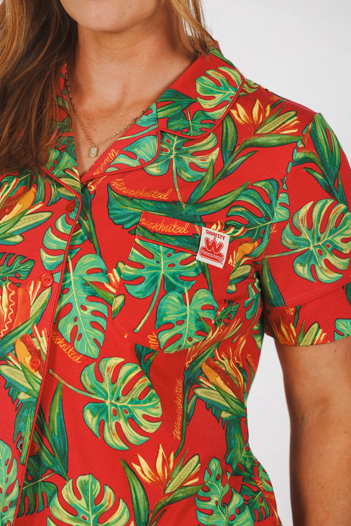 The Wiener In Paradise | Shinesty X Wienerschnitzel Tropical Button Down Short Pajama Set