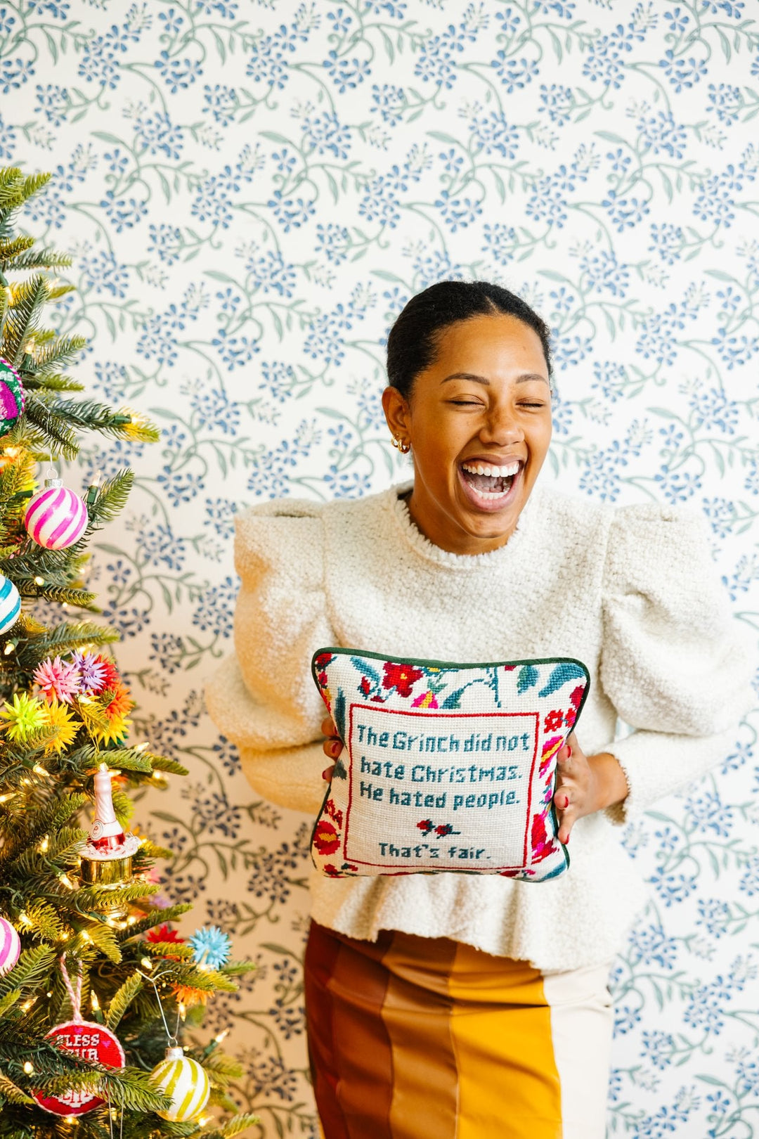 The Grinch Needlepoint Pillow