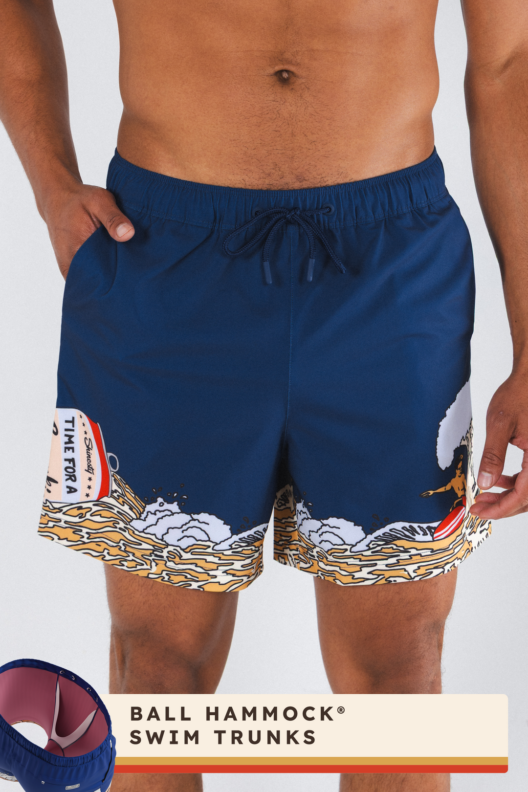 The Tidal Lager | Beer Surfer Ball Hammock® Pouch 5" Swim Trunks