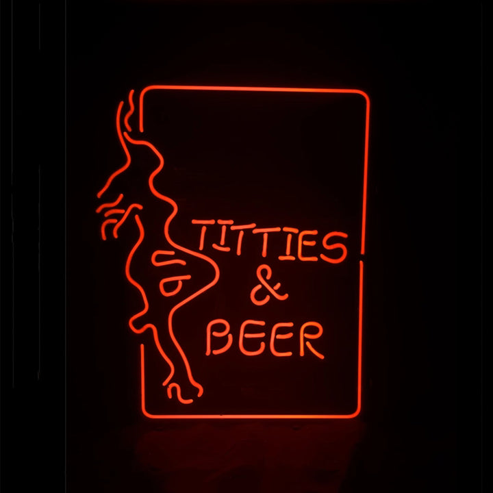 Titties & Beer w/ Girl Neon Sign Light