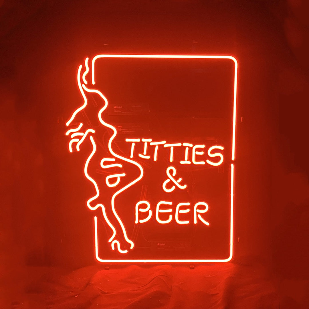 Titties & Beer w/ Girl Neon Sign Light