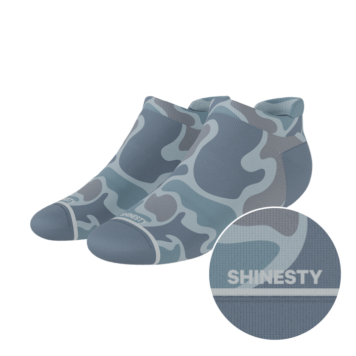 The Trail Runner | Tonal Grey Camoflauge Heel Hammock™ Ankle Socks