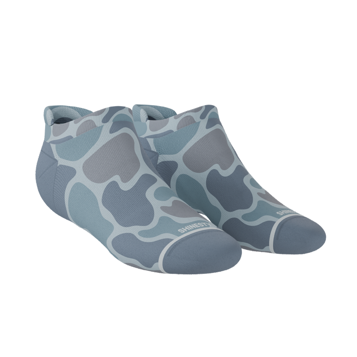 The Trail Runner | Tonal Grey Camoflauge Heel Hammock™ Ankle Socks