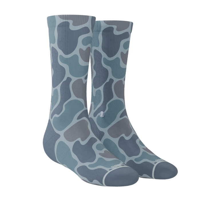 The Trail Runner | Tonal Grey Camoflauge Heel Hammock™ Crew Socks