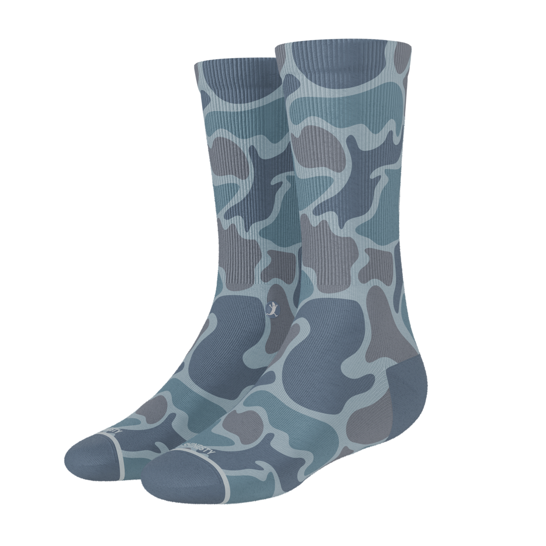 The Trail Runner | Tonal Grey Camoflauge Heel Hammock™ Crew Socks