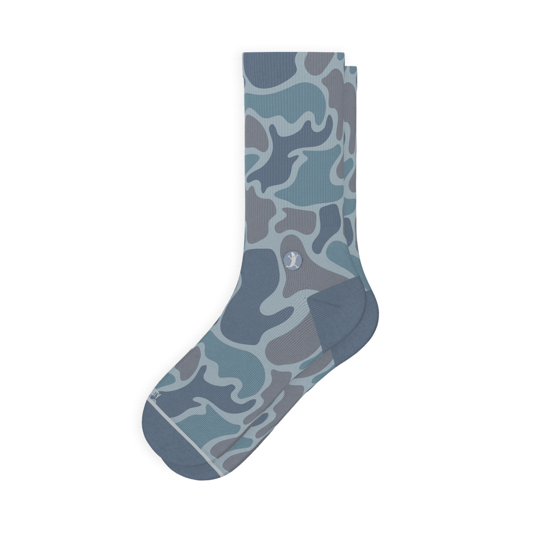 The Trail Runner | Tonal Grey Camoflauge Heel Hammock™ Crew Socks