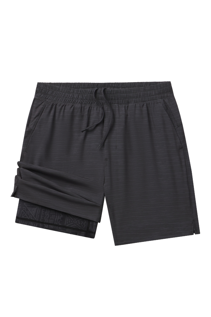 The Tribal Council | Grey Tonal Island Block Ball Hammock® 7 Inch Athletic Shorts