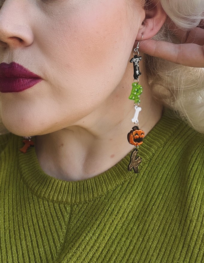Trick Halloween Earrings by Lipstick & Chrome