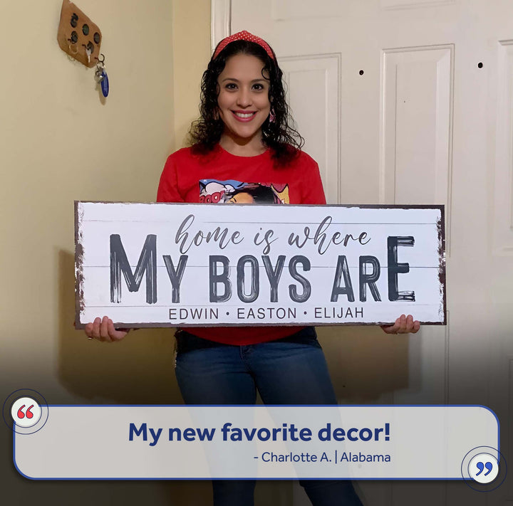 Home Is Where My Boys Are Sign