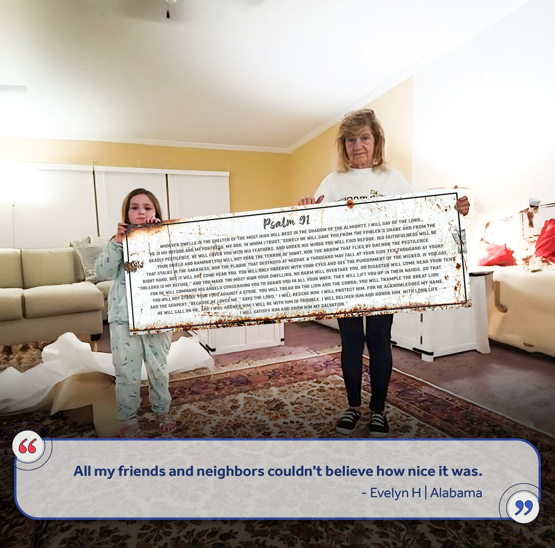 Psalm 91: He Is My Refuge – Rustic Christian Wall Art for Living Room, Religious Decor for Home