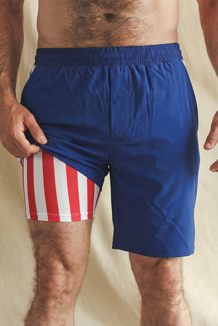 The Double Duty | American Flag Ball Hammock® 9 Inch Athletic Shorts