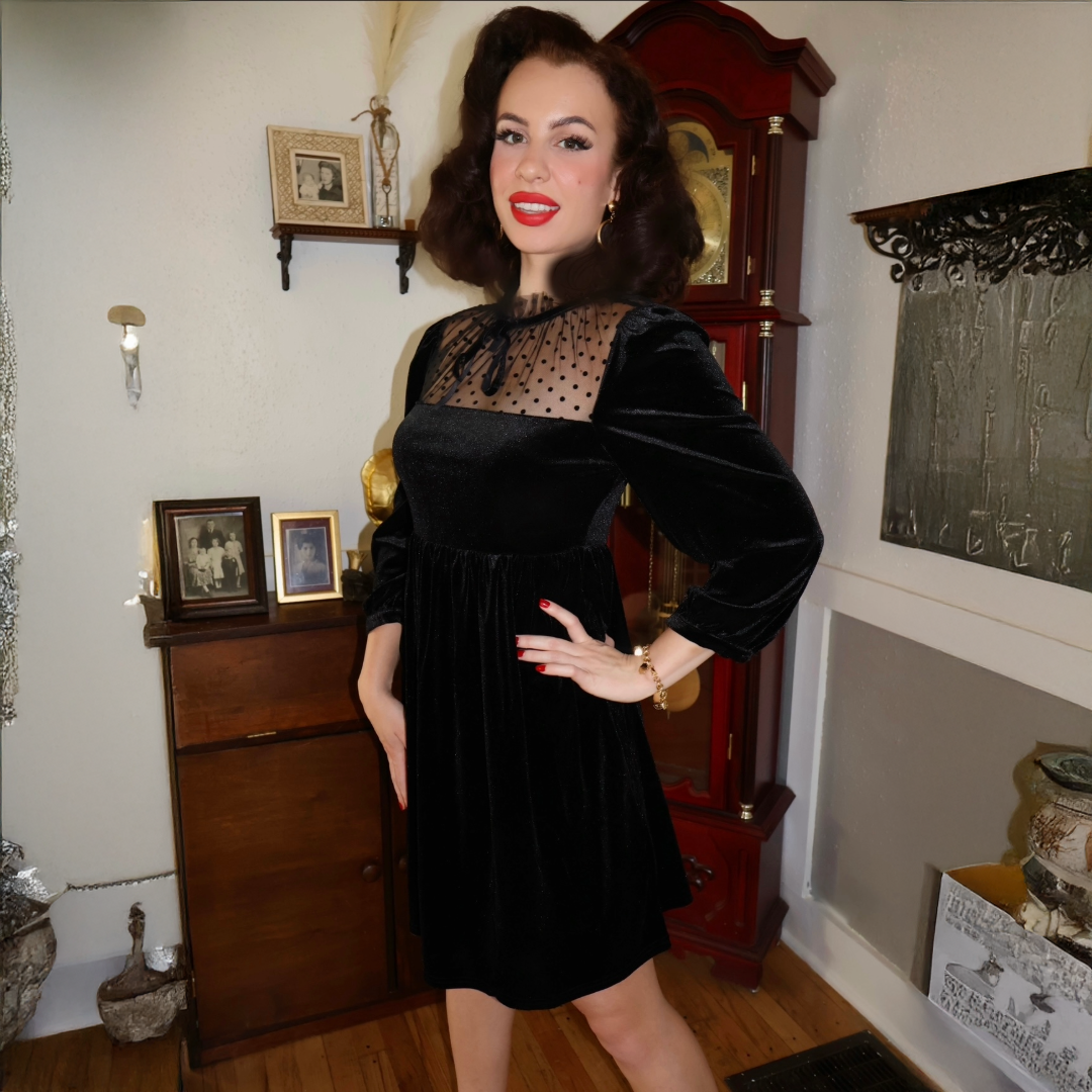 Penelope Retro Mini Dress in Velvet