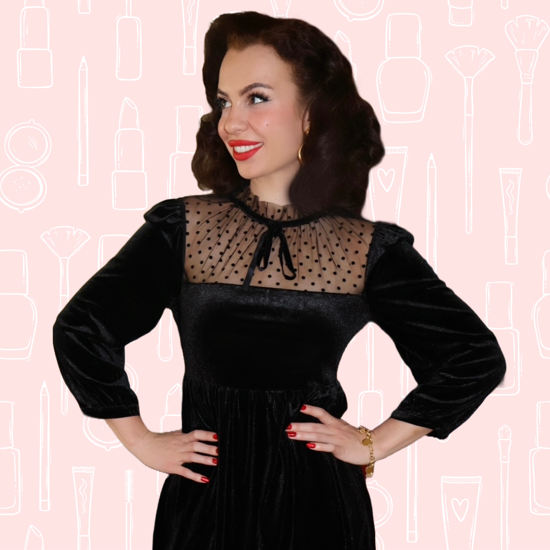 Penelope Retro Mini Dress in Velvet