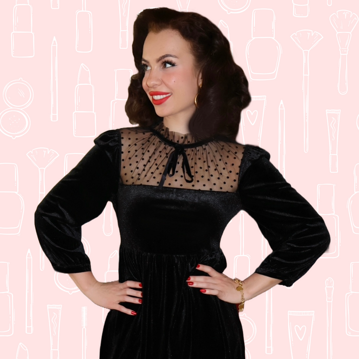 Penelope Retro Mini Dress in Velvet