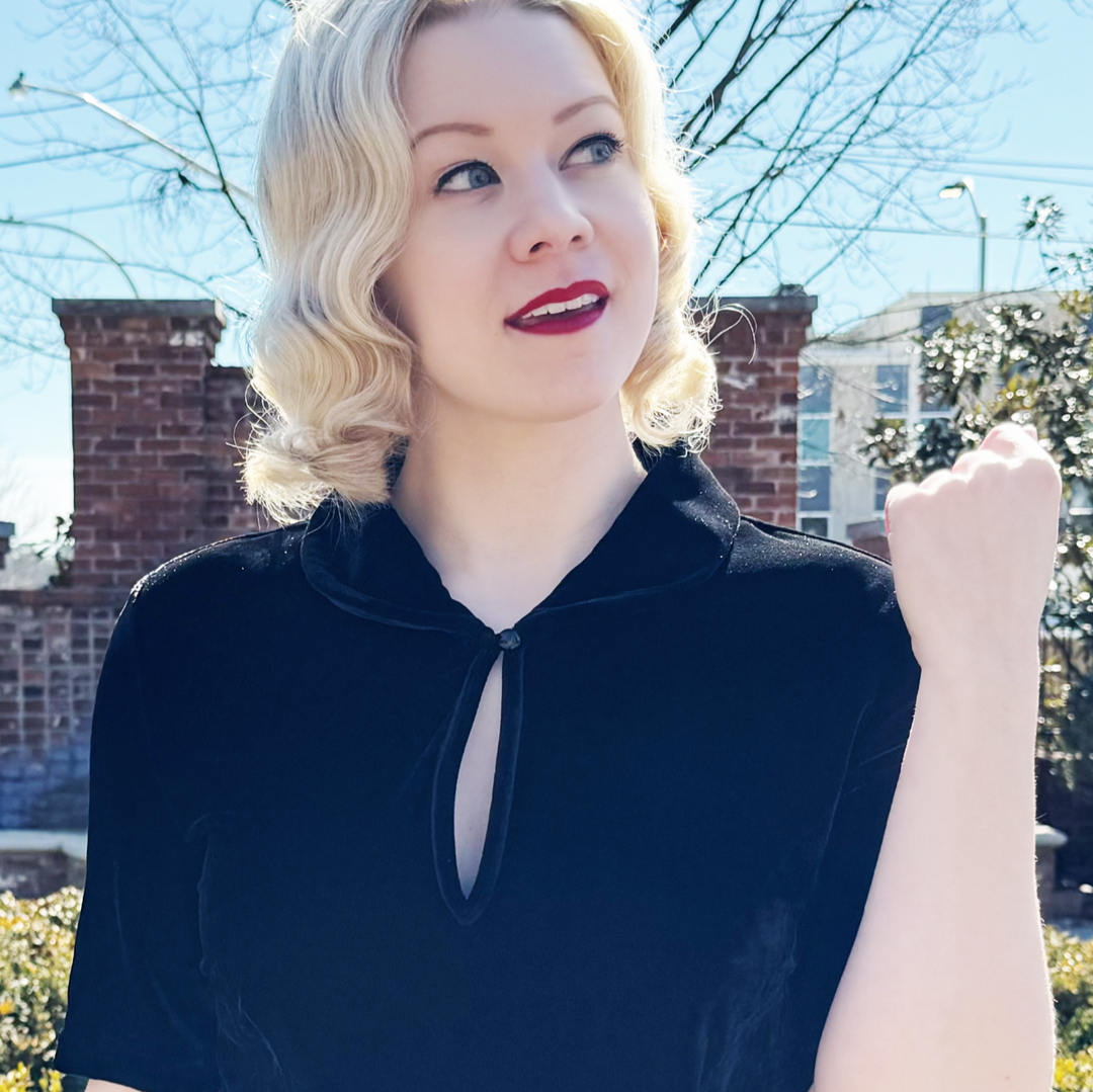 Keynote Vintage-Inspired Blouse in Velvet