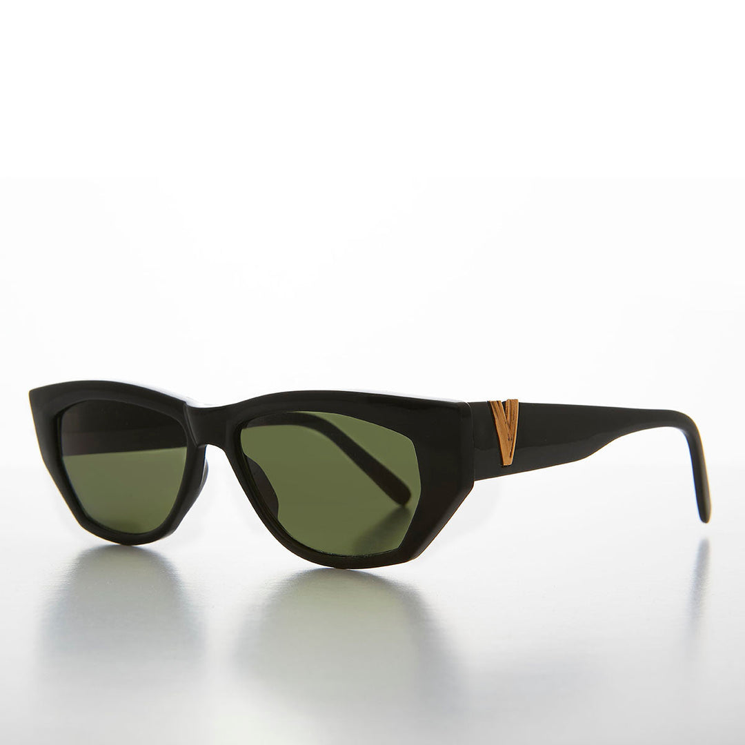 Chunky Mod Street Style Vintage Sunglass with Gold Bling - Val