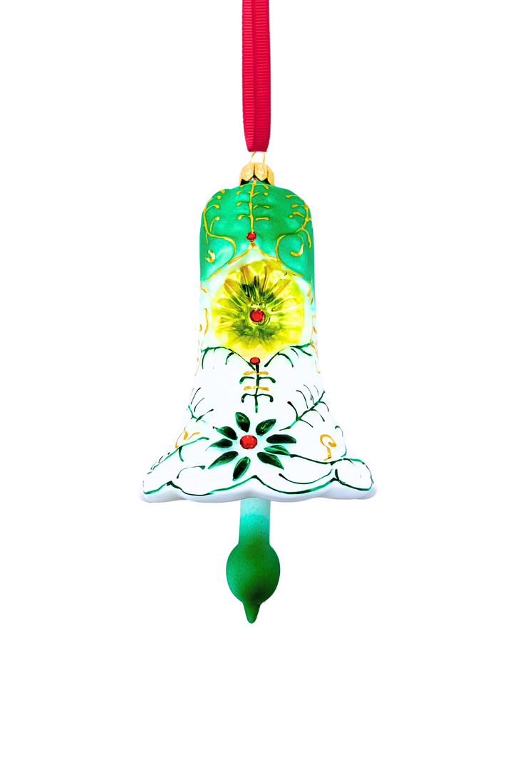 Verdant Bell Blown Glass Ornament