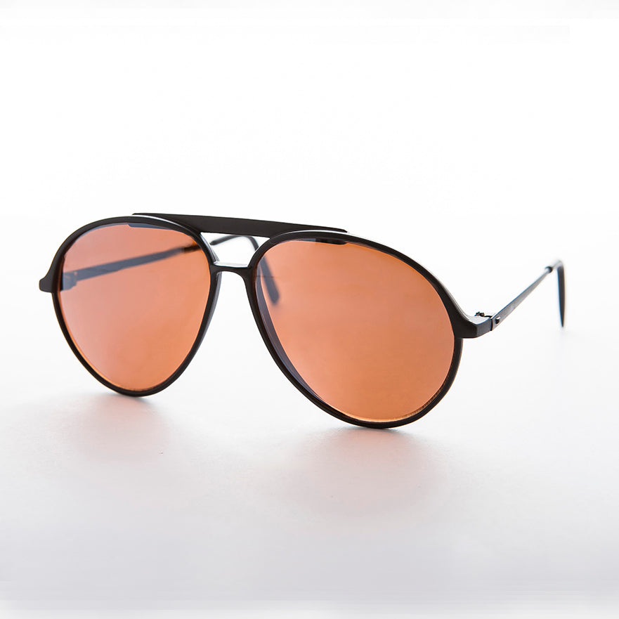 Retro Aviator Vintage Sunglass with Amber Lens - Vickers