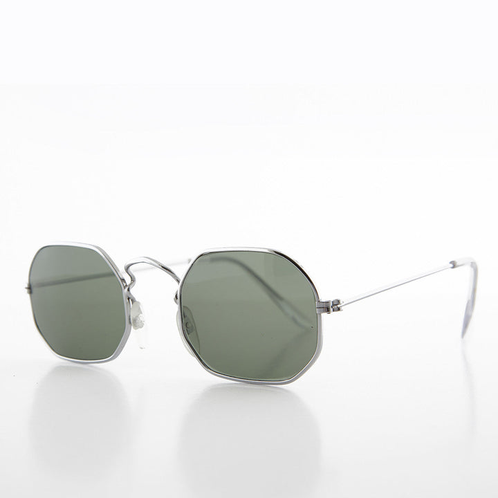 Octagonal Metal Frame Sunglass with Glass Lens - Vine