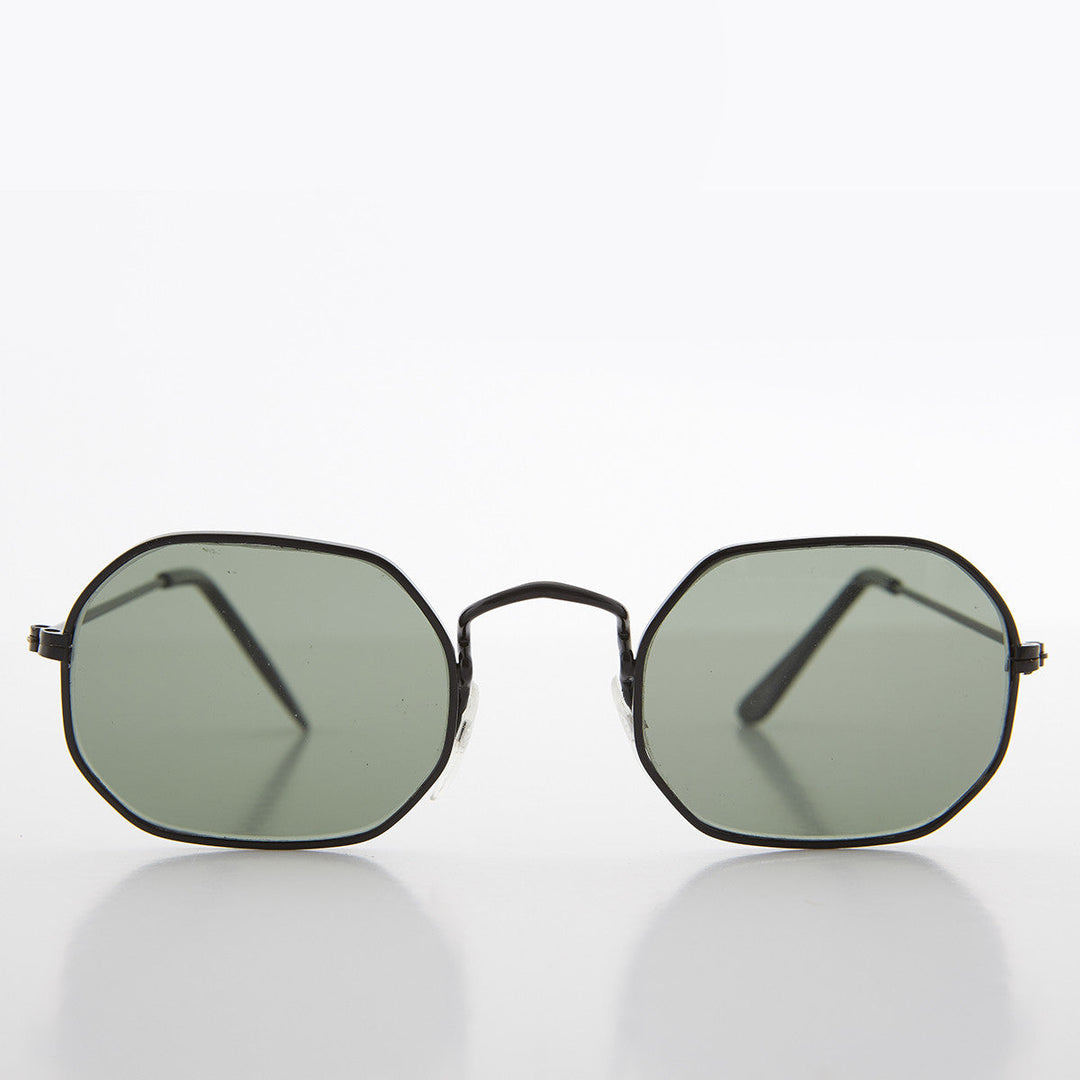 Octagonal Metal Frame Sunglass with Glass Lens - Vine