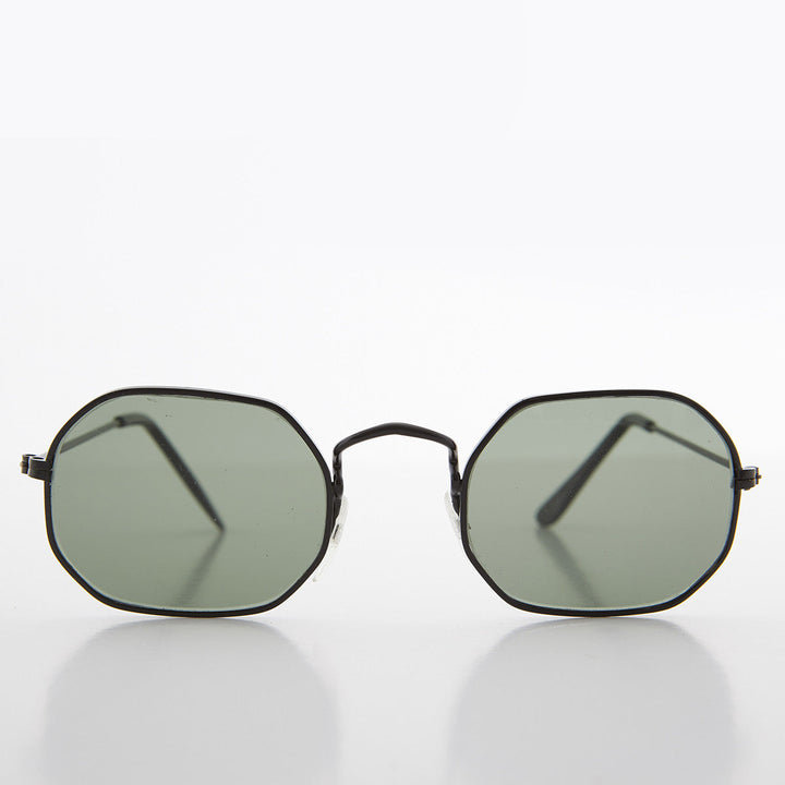 Octagonal Metal Frame Sunglass with Glass Lens - Vine