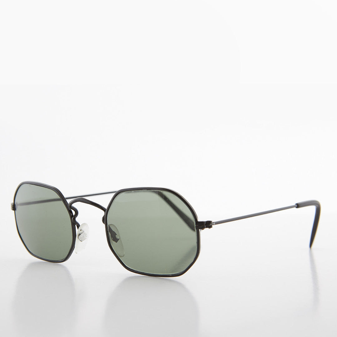 Octagonal Metal Frame Sunglass with Glass Lens - Vine
