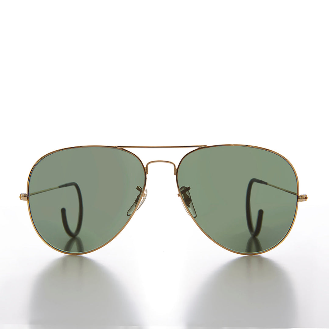Vintage Aviator Sunglass with Cable Wrap Temple and Glass Lens - Vapor