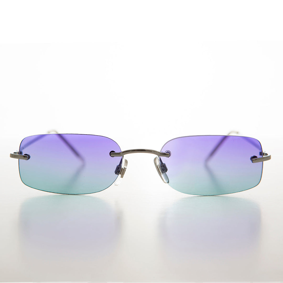 Rimless Rectangular Sunglass Tinted Lens - Vishnu