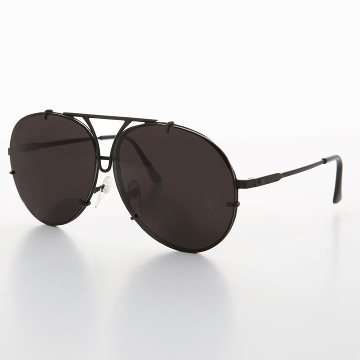 Vintage Rimless Aviator Sunglass Matte Black - Vossie