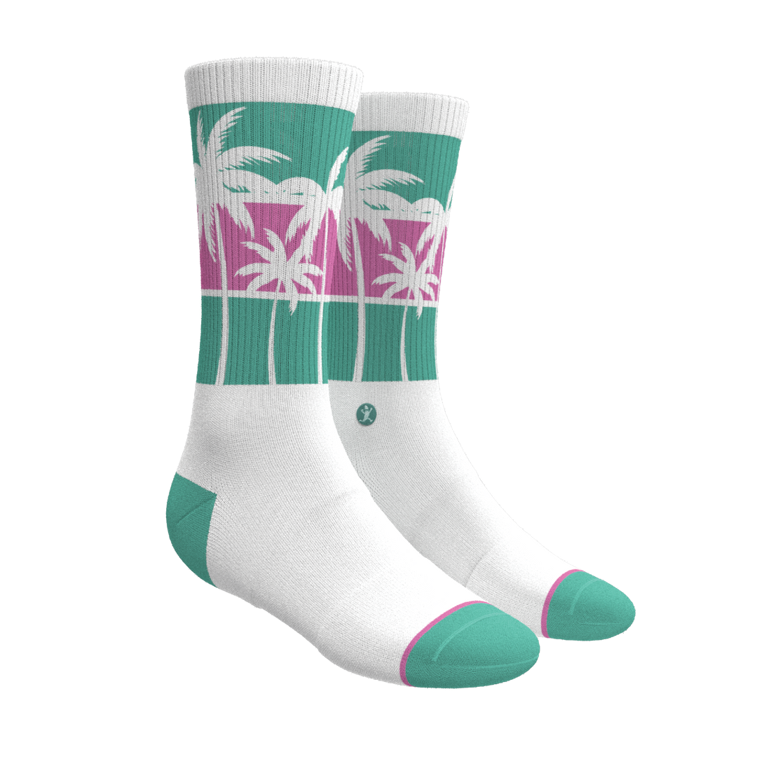 The Venice Beach | Palm Trees Heel Hammock™ Crew Socks